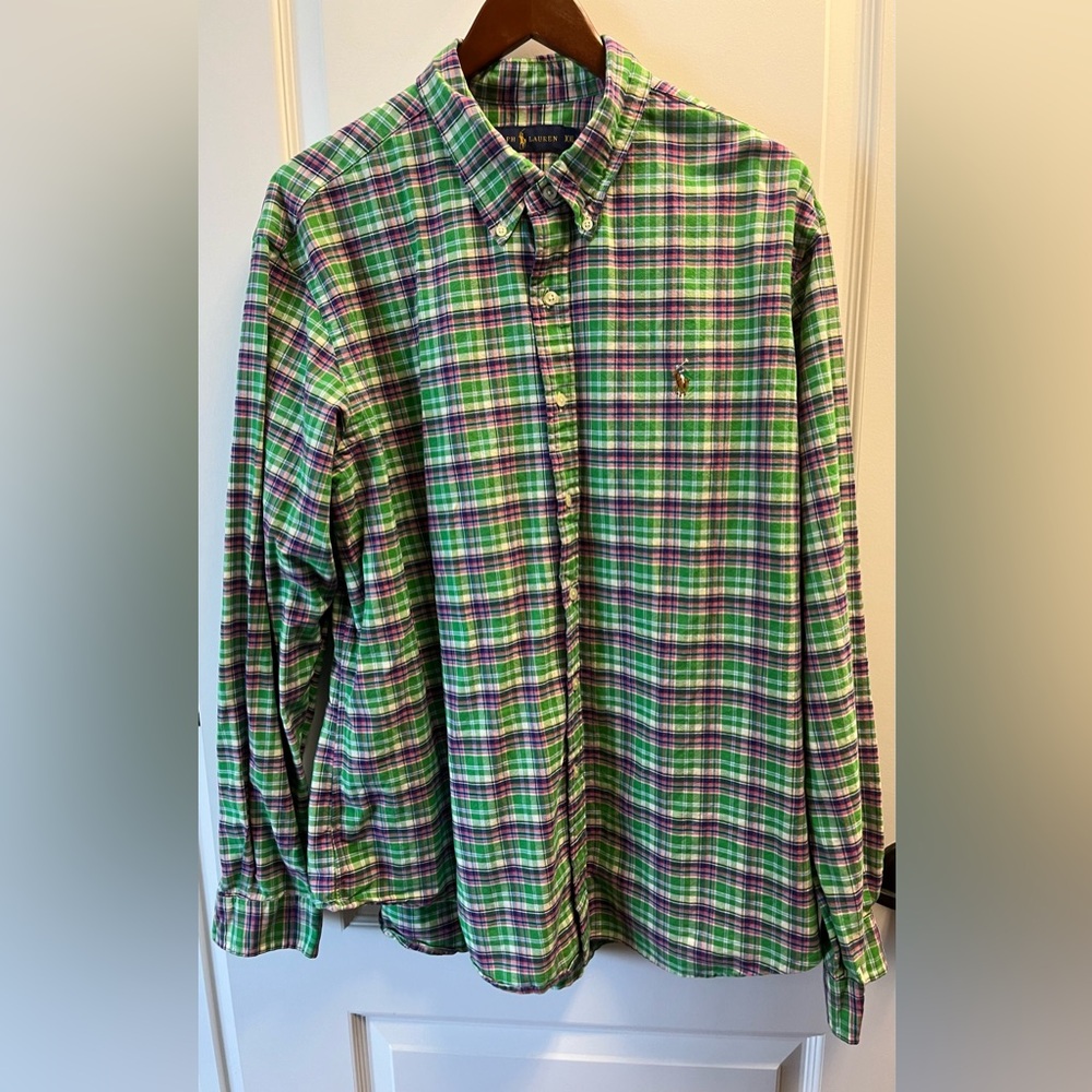 Ralph Lauren Men’s Button Down Plaid XXL Long Sleeve 100% Cotton Shirt
